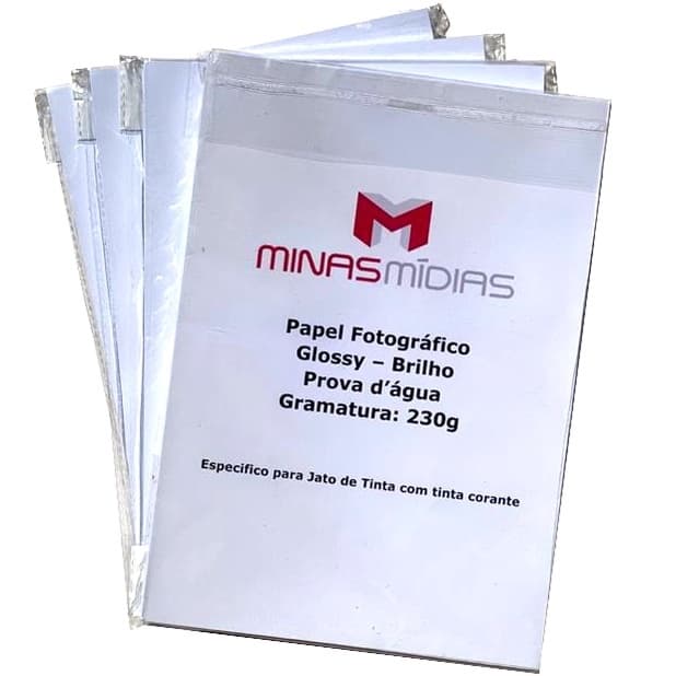 Papel Fotográfico A4 Glossy 230g à Prova D'agua - 20 Folhas - Papel Foto com brilho para jato de tinta