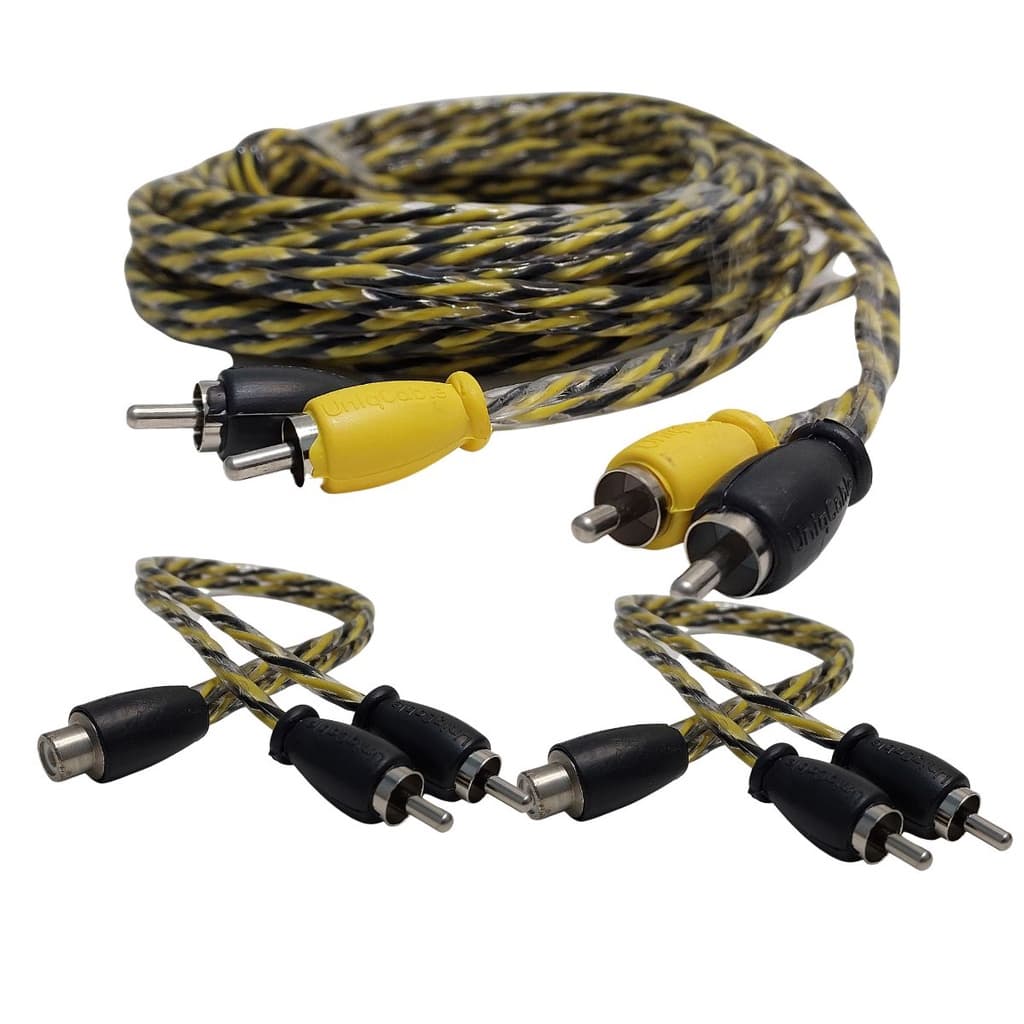 Cabo Rca 5m e 2 Y 2m1f Automotivo Blindado Alta Performance Qualidade para Módulo Amplificador Potencia