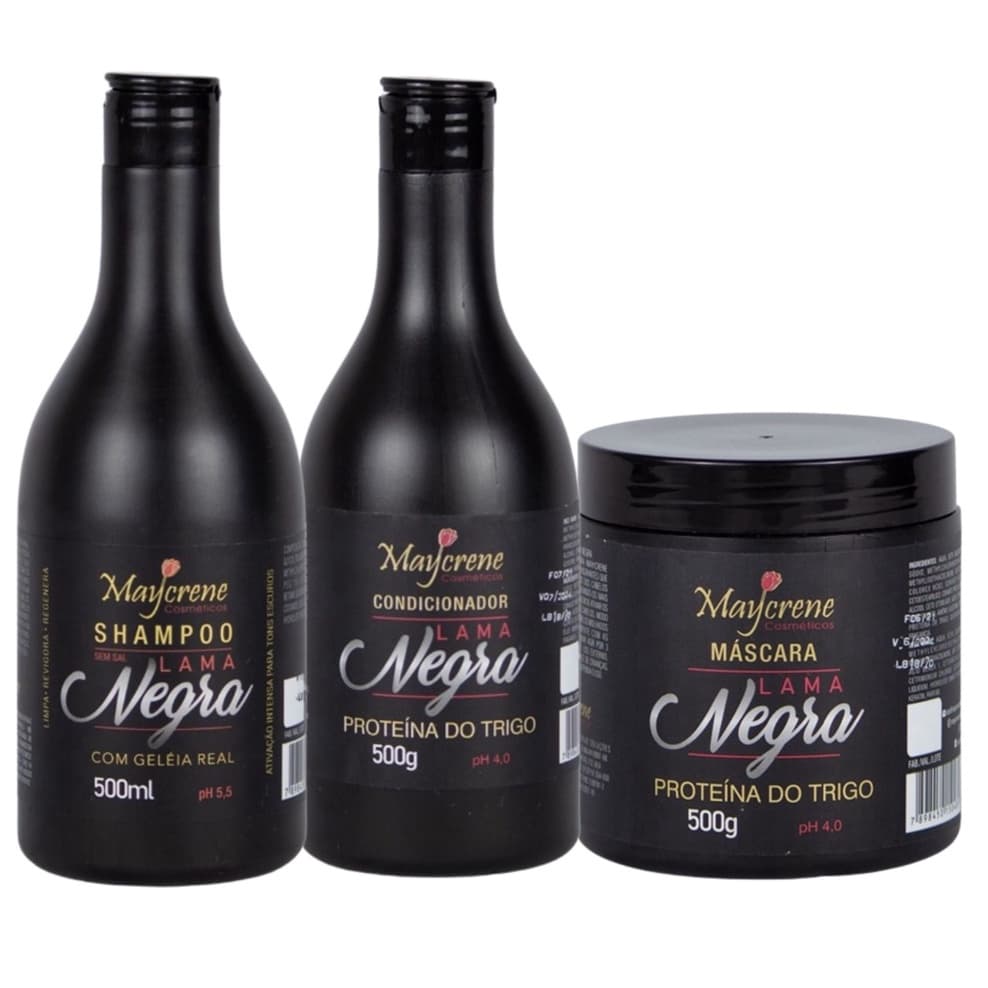 Kit Matizador Lama Negra Maycrene 3x500ml Ativador de Tons Escuros
