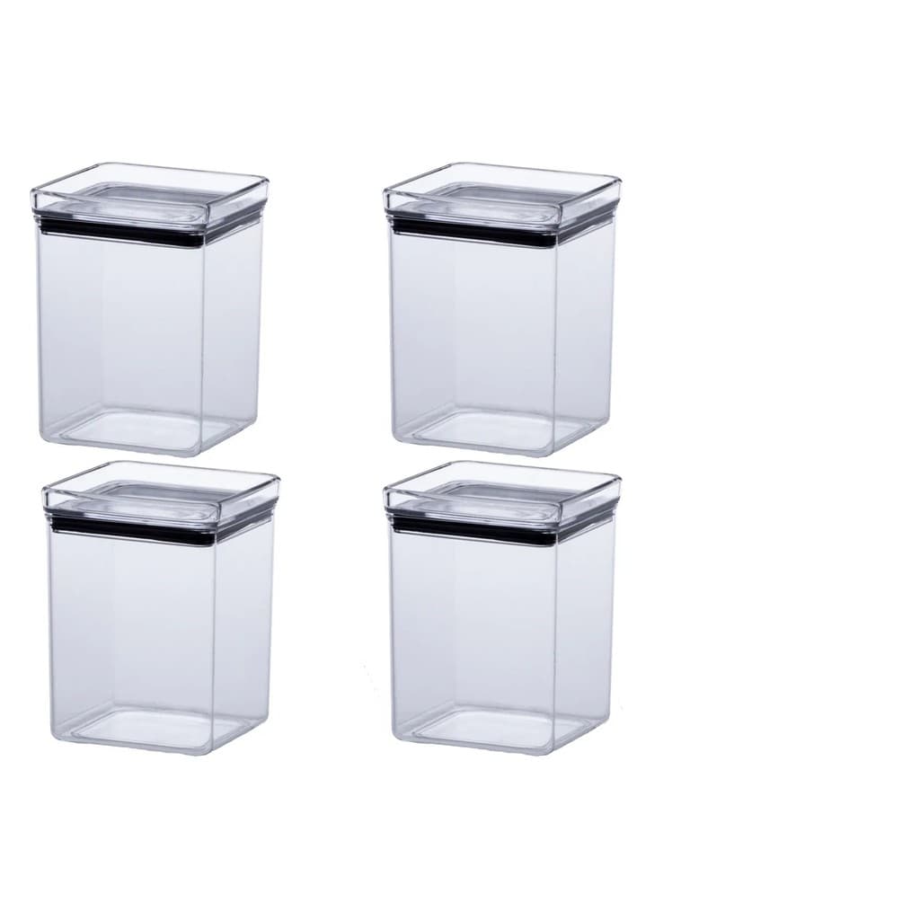 Jogo De 4 Potes Herméticos Quadrados 1000ml Empilháveis