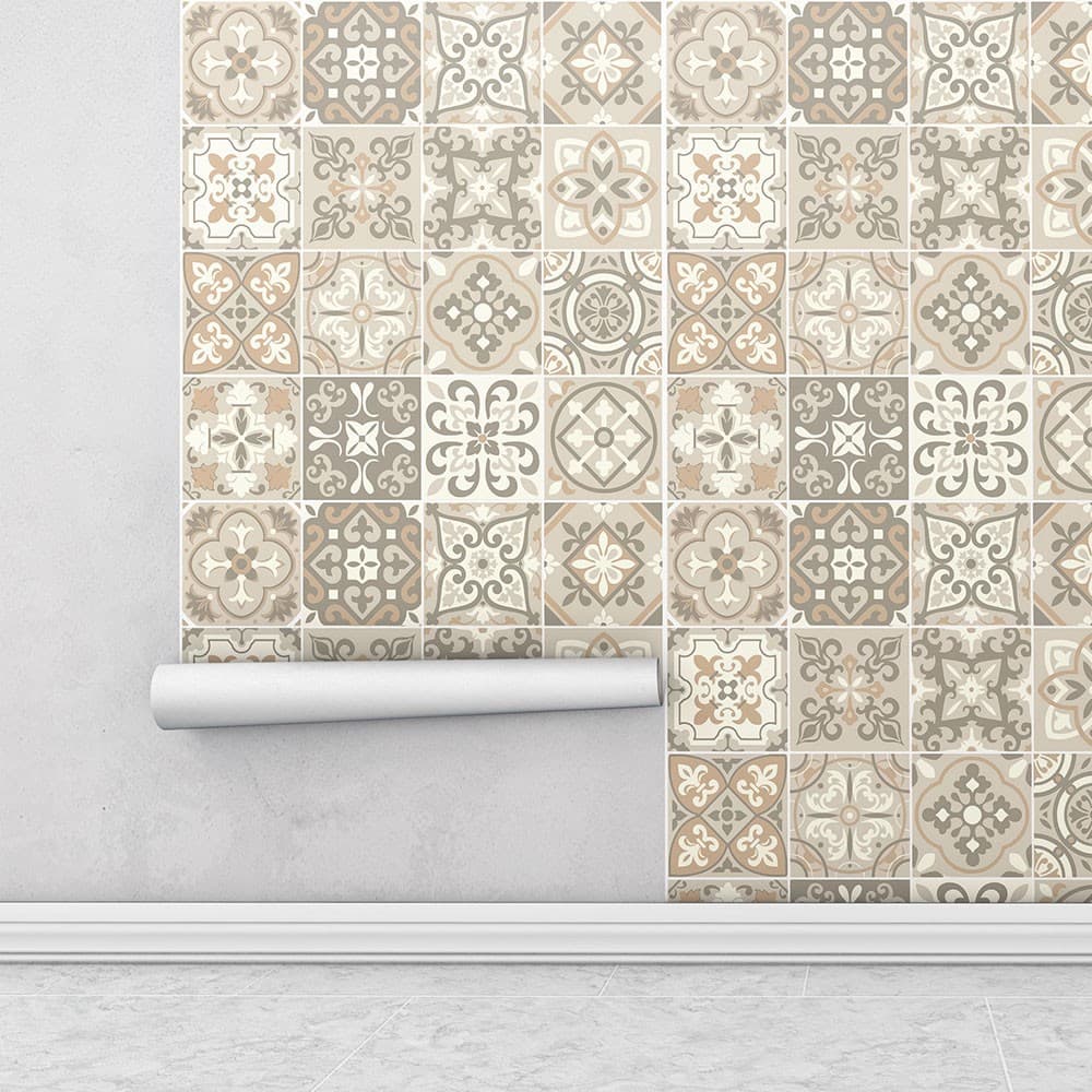 Adesivo Azulejos em tons de bege e marrom para Cozinha