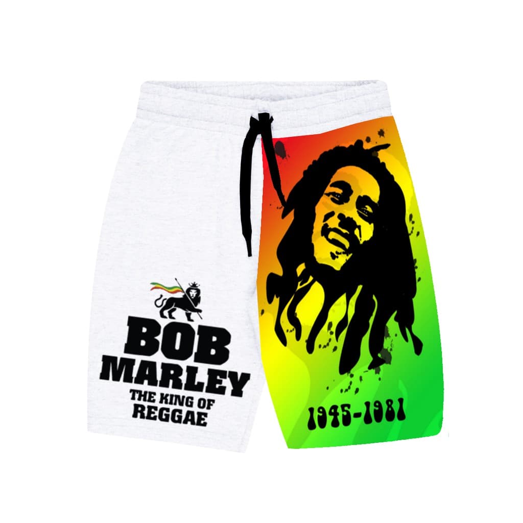 Bermuda Masculina de Moletom Estampada Por Sublimação Bob Marley Reggae A80