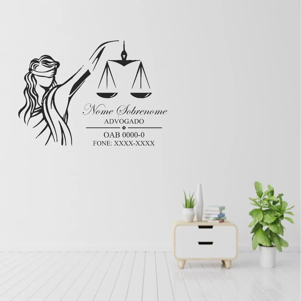 Adesivo De Parede Decorativo Advocacia Advogado Justiça Direito Nome Personalizado