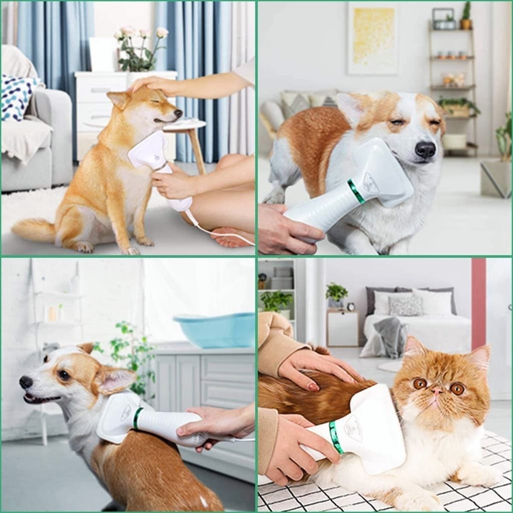 Secador Portátil  para Pelo dos Pet Cão e Gato 2em1 Escova e Pente de Baixo Ruído