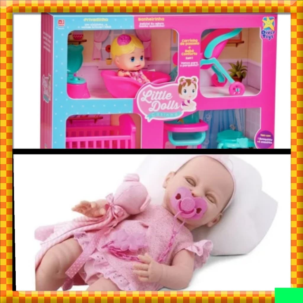 BONECA NEW BORN DENGO  +  CASINHA LITTLE DOLLS DIVERTOYS