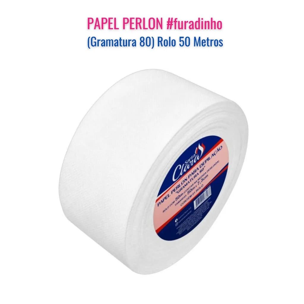 Papel Perlon P/ Depilação Gramatura 80 Rolo 50m Santa Clara P