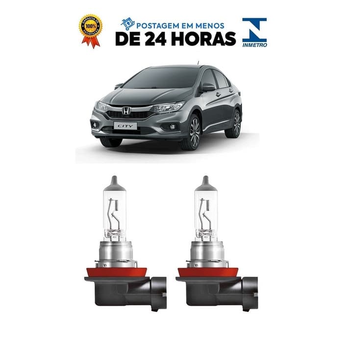 Par Lampada Farol de Milha Honda City 2015 2016 2017 2018 2019 H11