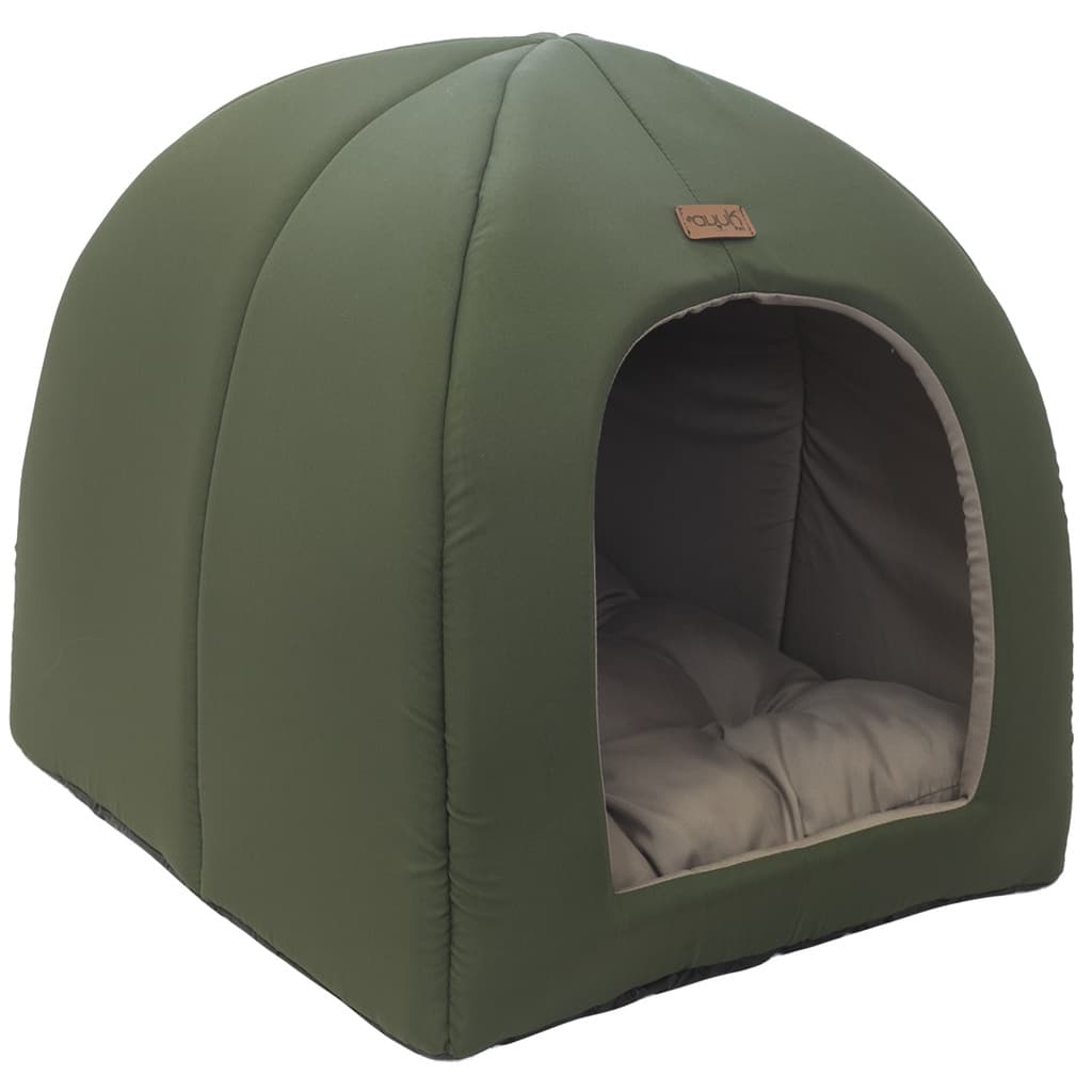 Casinha 2x1 Verde Avuk Pet Cama Cachorro Gato Toca Casa Cabana
