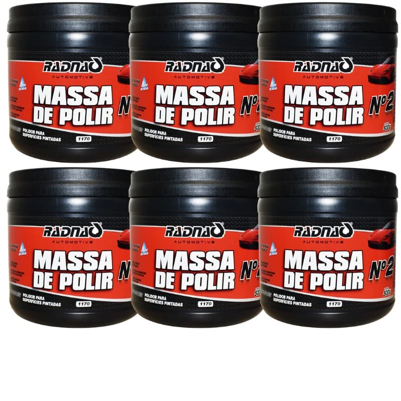 kit 6 Massas Para Polir N2 RADNAQ 500g Tira Riscos Da Brilho Tira Manchas 6un