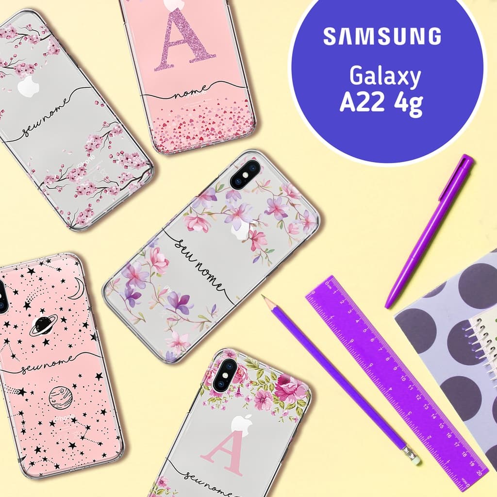 Capa Capinha - Samsung Galaxy A22 4G - Transparente Personalizada com Nome