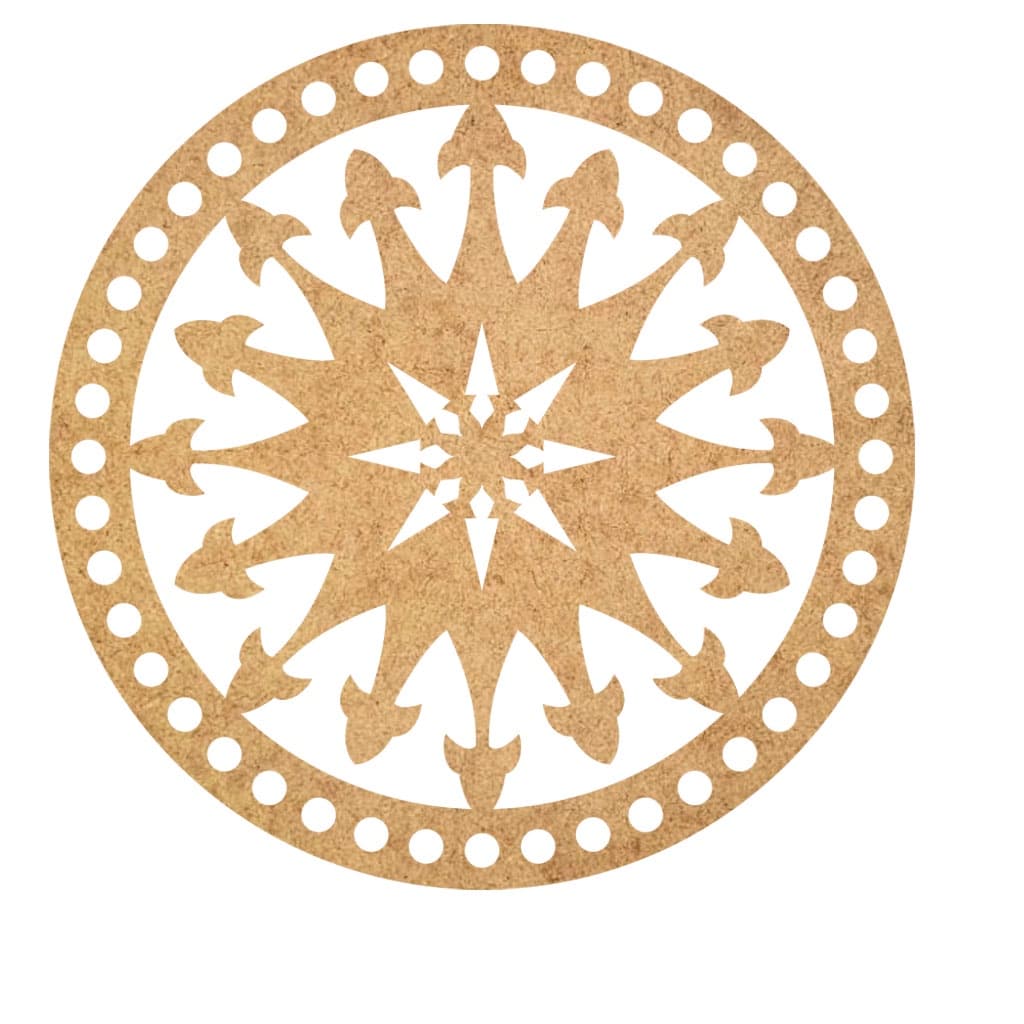 Tampas Base MDF CRU Mandala Crochê Fio de Malha Circular - TCC111