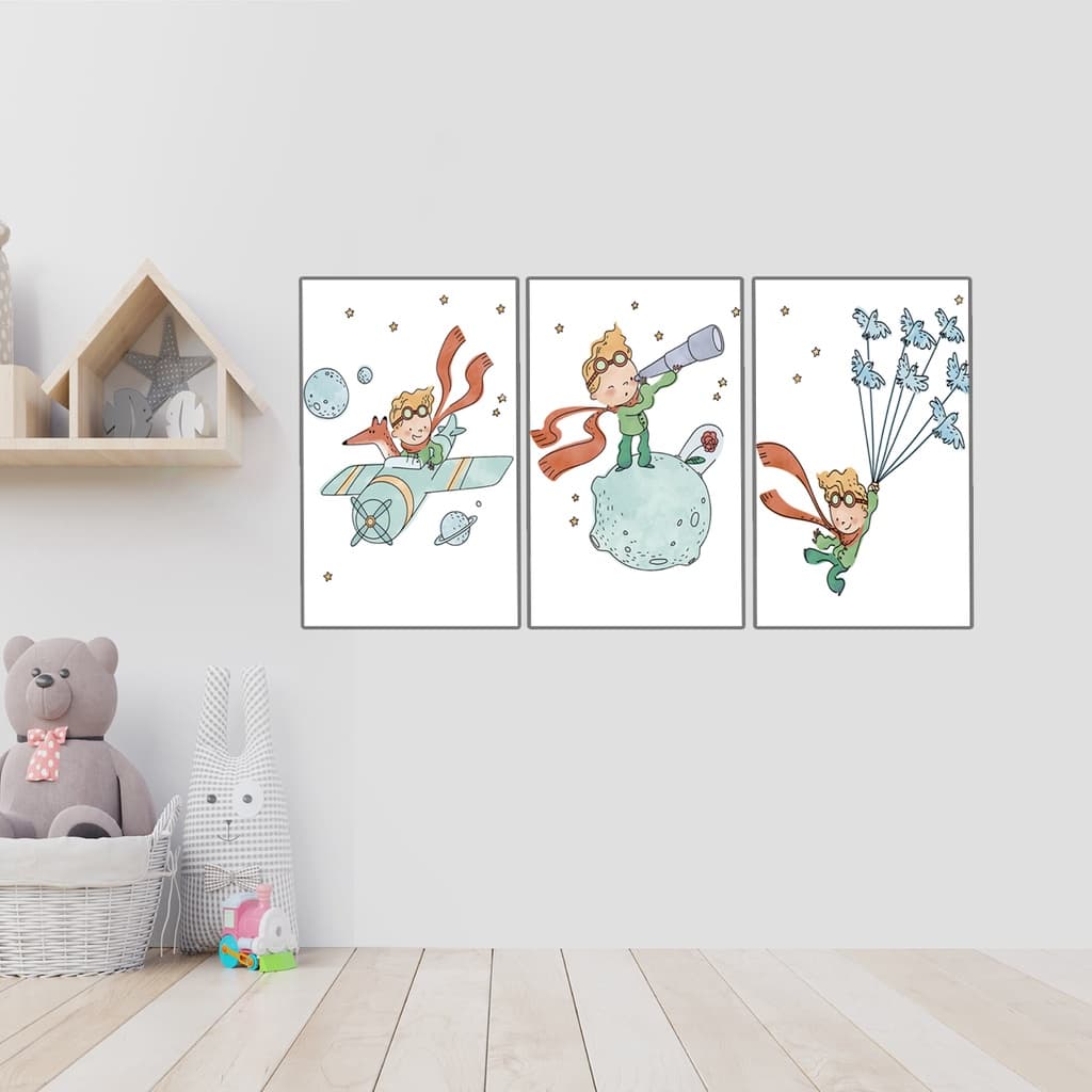 Quadro decorativo pequeno príncipe infantil personalizado com nome