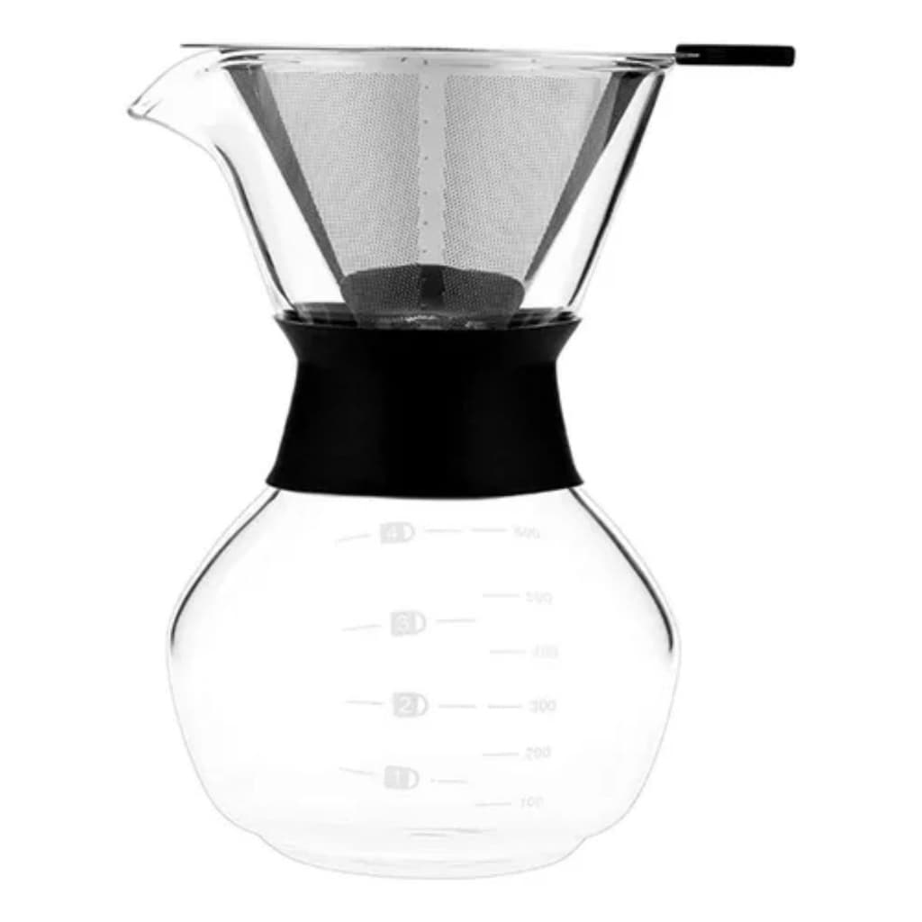 Passador De Café Vidro E Coador Inox 600ml Alça Silicone