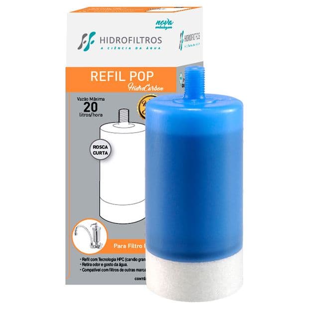 02 Refil Purificador de Água Hidrofiltros HF40 Rosca Curta Cônica Original - Selo Abrafipa