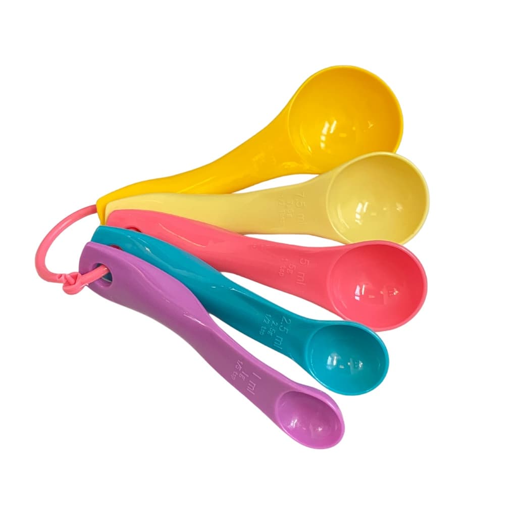 Kit Jogo Colheres Medidoras 5 Peças Medida Cozinha Colorida/Conjunto De Colher Medidora De Plastico Colors Com 5 Peças ml