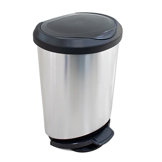 Lixeira Com Pedal e Borda 45 Litros Prata Label 25744 Arqplast