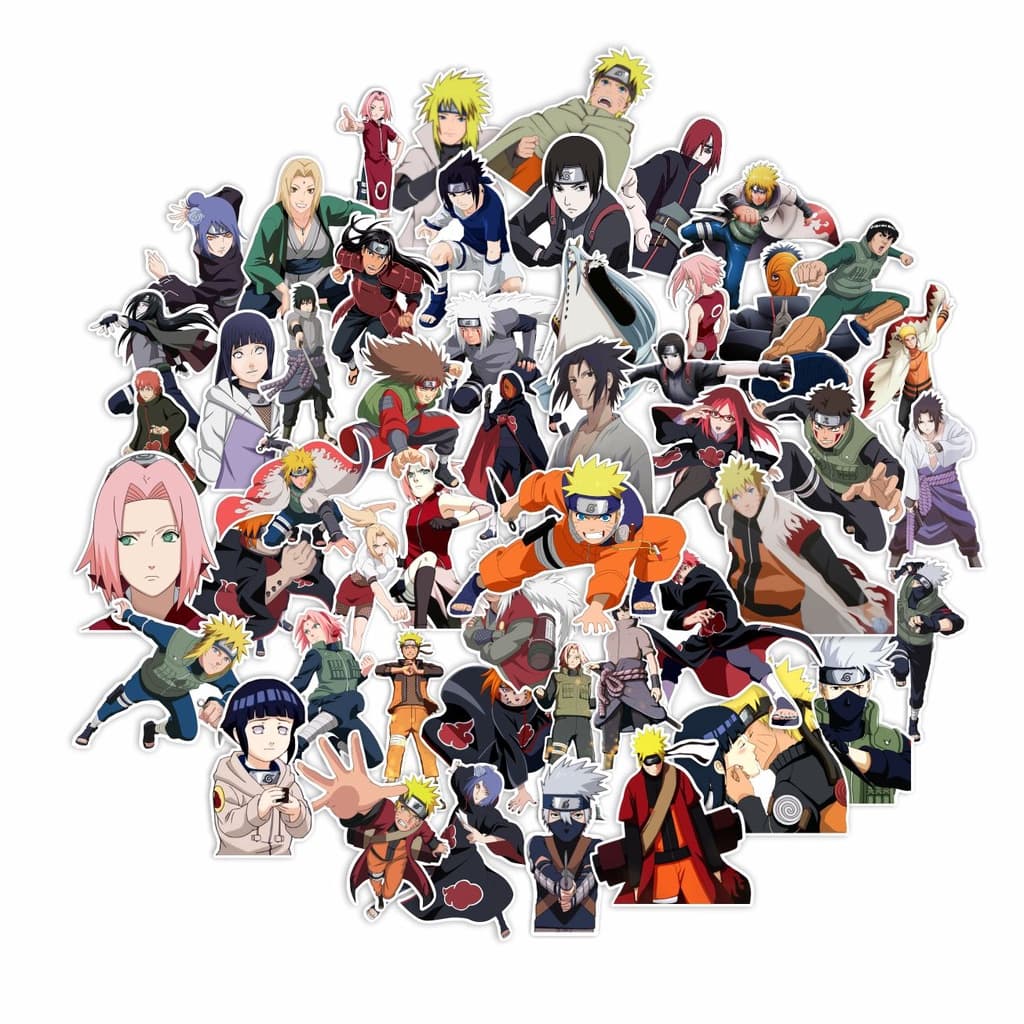 Kit 50 Adesivos Sticker Clássico Anime Japonês Naruto Shippuden Akatsuki Brinquedo Adesivos Para Bagagem Laptop Fãs De Skate