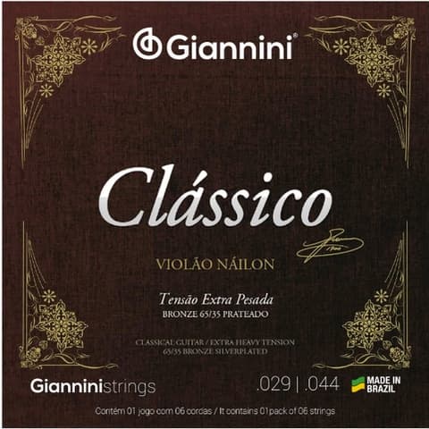 Encordoamento Violão Nylon Giannini Clássico Extra Pesada