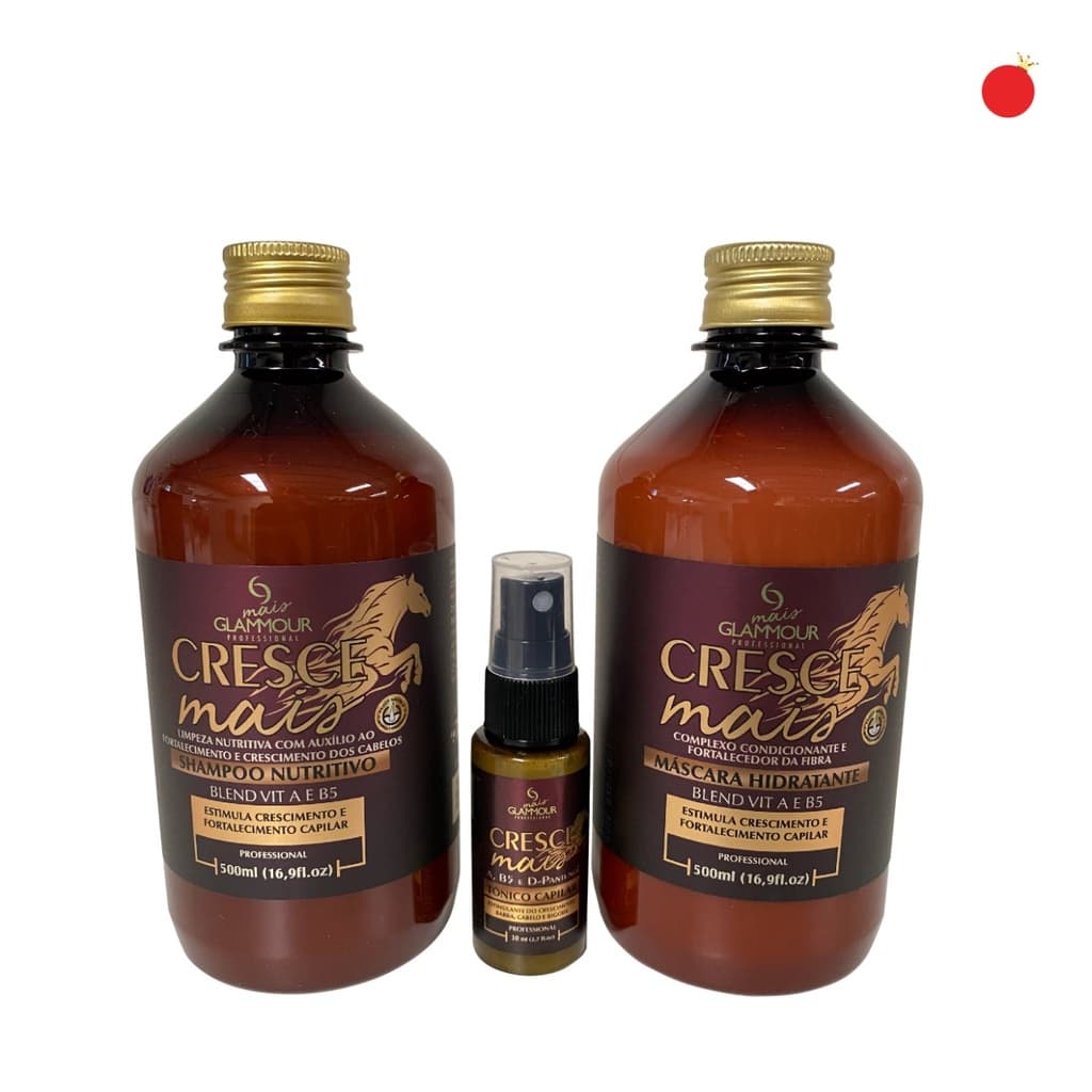 FRETE GRÁTIS - Kit Capilar Crescimento De Cabelo Cresce Mais Forte - Mais Glammour Professional Shampoo, Máscara Hidratante, Tônico Capilar