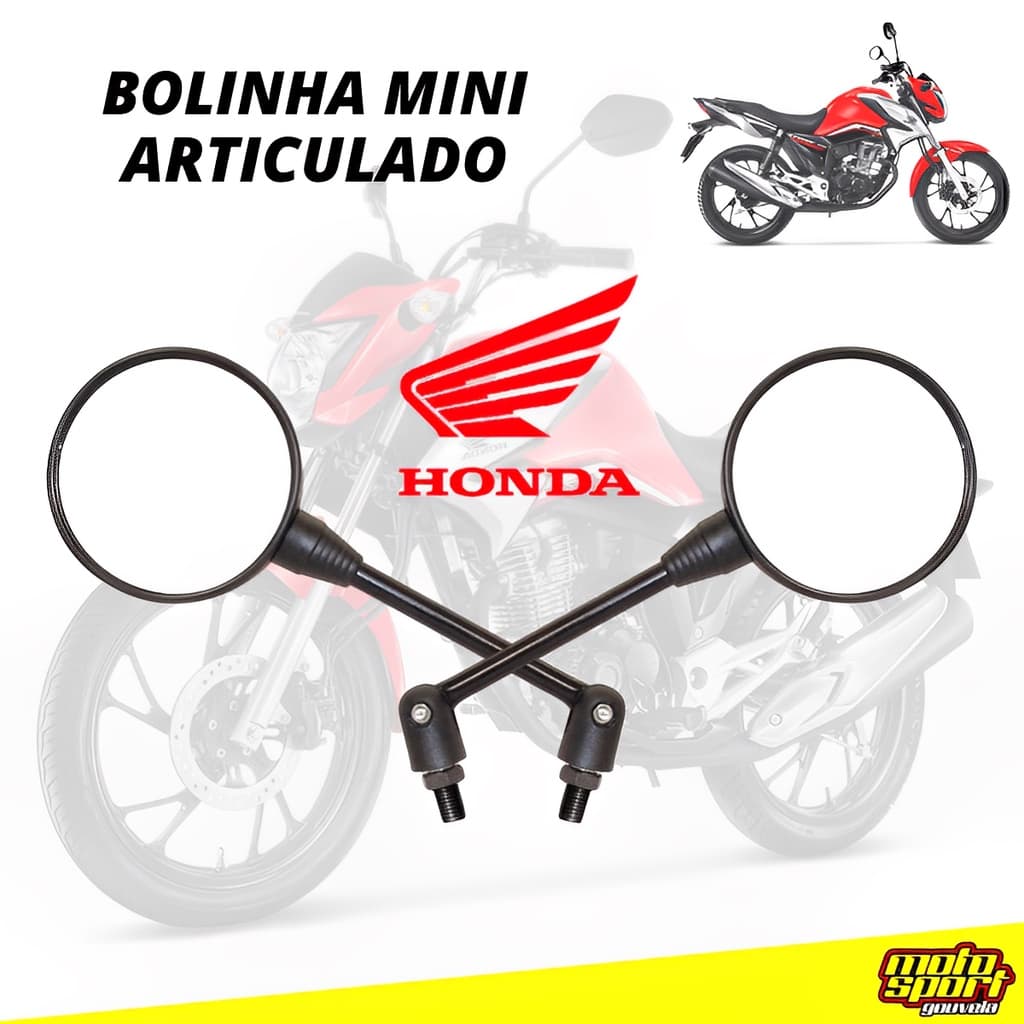 Retrovisor Mini Redondo Articulado Gvs Para Motos Honda Bolinha Moeda Par