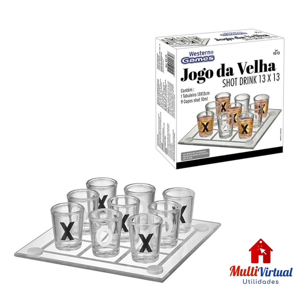 Jogo Da Velha Shot Drink 9 Copos 13 X 13cm Envio Imediato