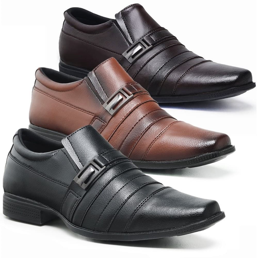 Sapato Masculino Social Formal Elegante Confortável Direto Fabricante com 3 Pares