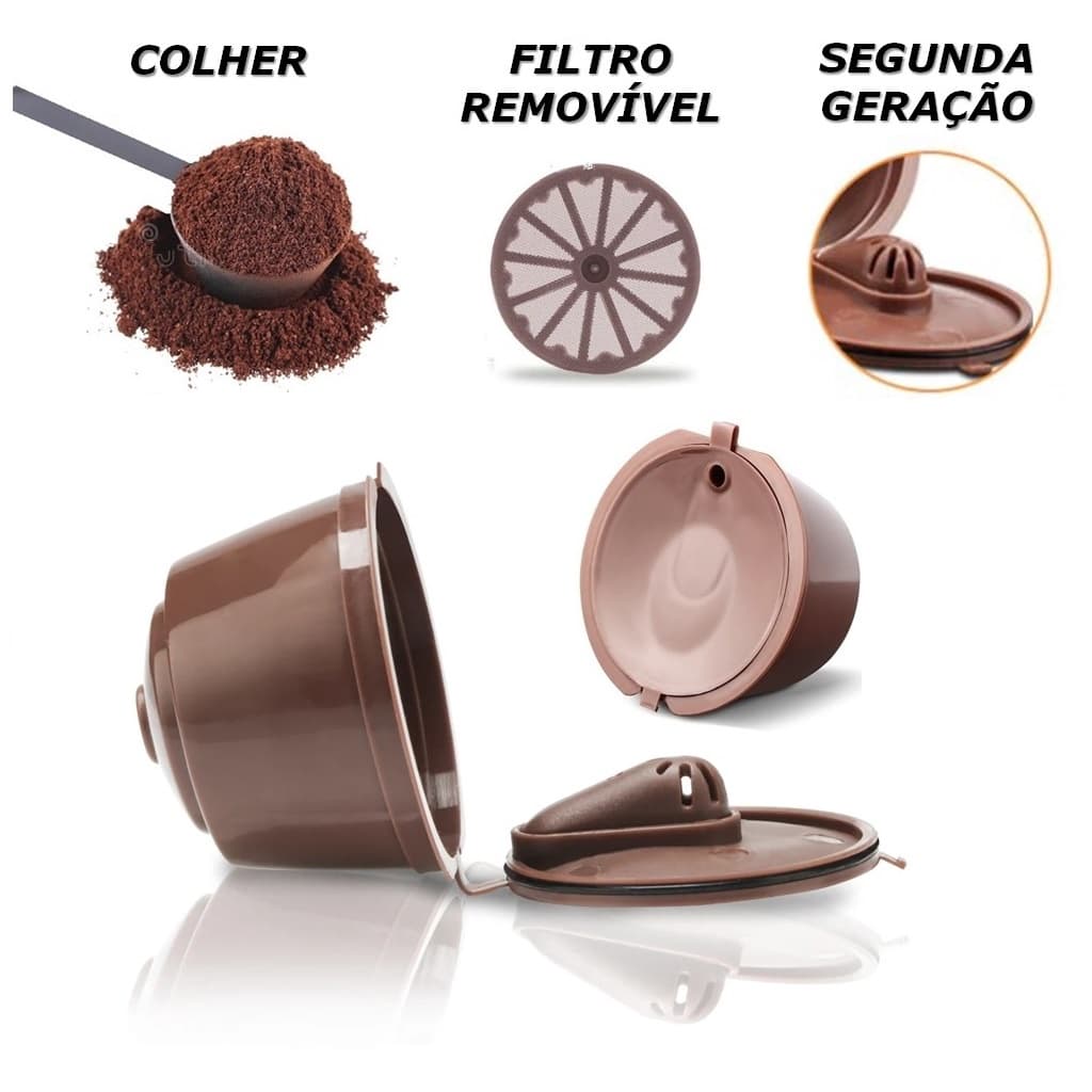 5 Cápsulas Dolce Gusto Recarregável Reutilizável com Colher - Capsula de Super Crema