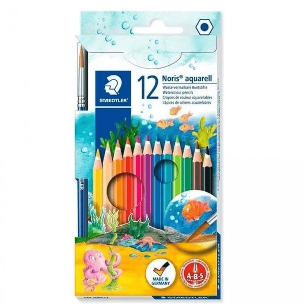 Lápis de Cor 12 cores Aquarelável + Pincel STAEDTLER - Lapis Para Colorir
