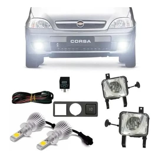 Kit Farol Milha Corsa Montana Meriva 2003 A 2010 Com Xenon Led