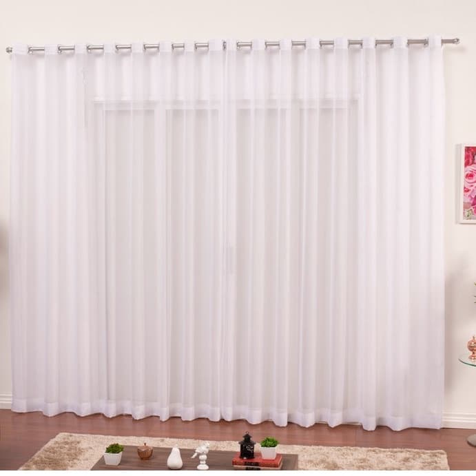 Cortina Voil Branco Cortina para Quarto Sala Voal 3 00 X 1 70 Com Ilhós cromado quadrado