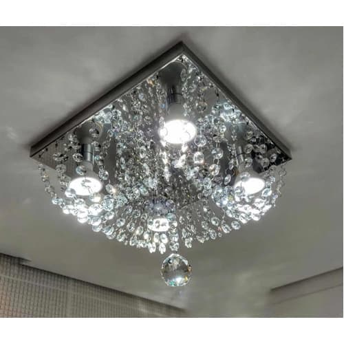 Lustre De Cristal Legítimo K9 Plafon 30x30 - Vai Montado