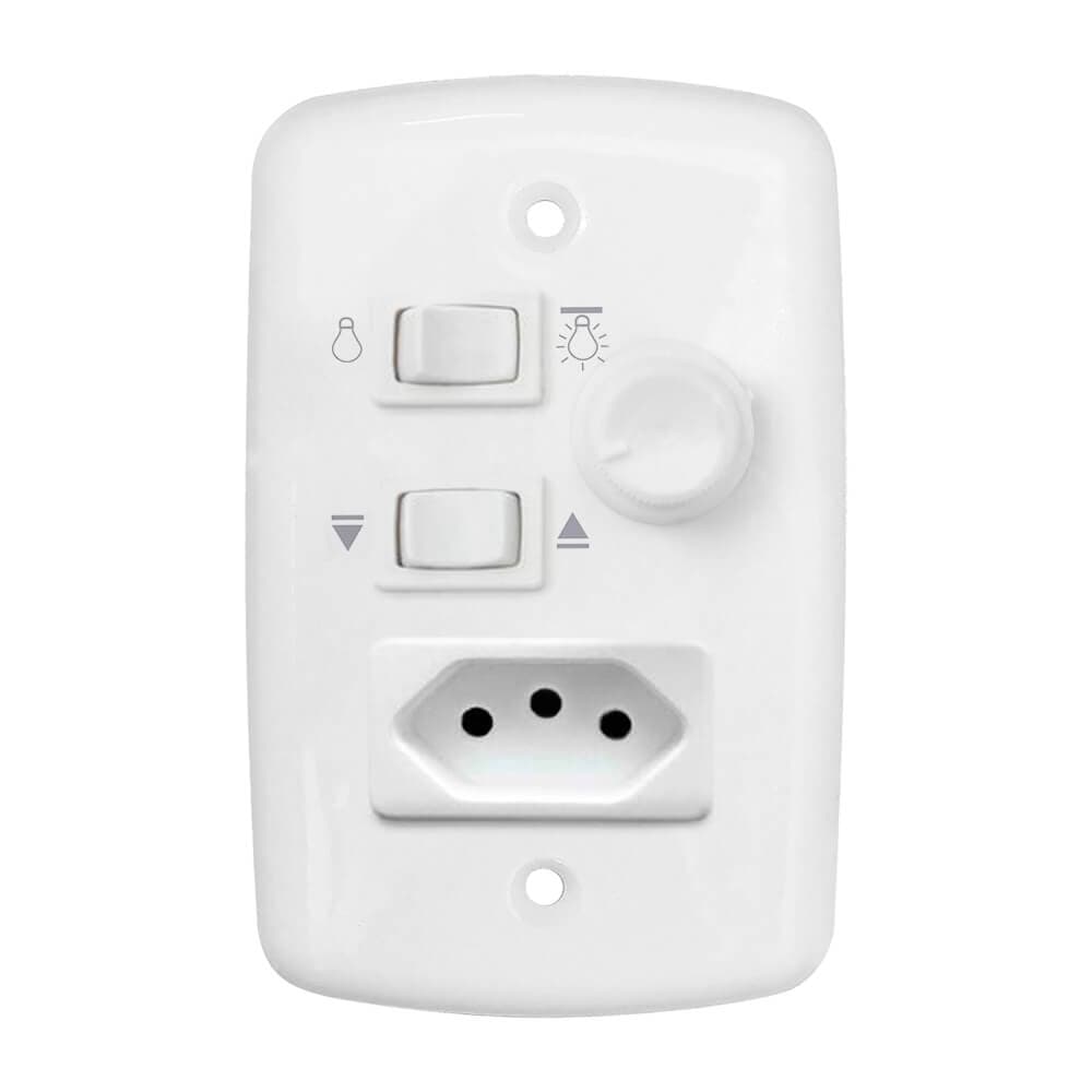 Controle Rotativo Branco C/ Tomada Bivolt.