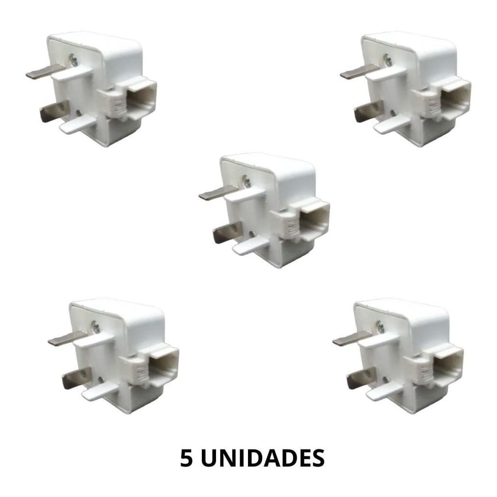 Adaptador de Tomada Padrão Telefone Com Rj11 Fêmea Branco - Kit com 5 peças