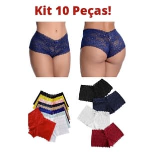 Kit 10 Short Doll de Renda Calcinha Feminina Calesson Shortinho Atacado Revenda - CORES SORTIDAS