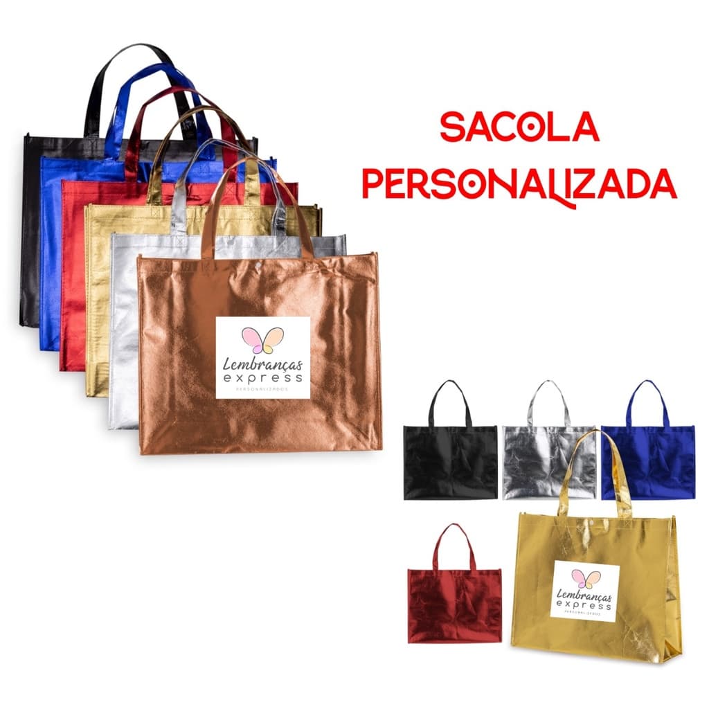 10 UNIDADES DE Sacola TNT METALIZADA Personalizada com o logo TAM P