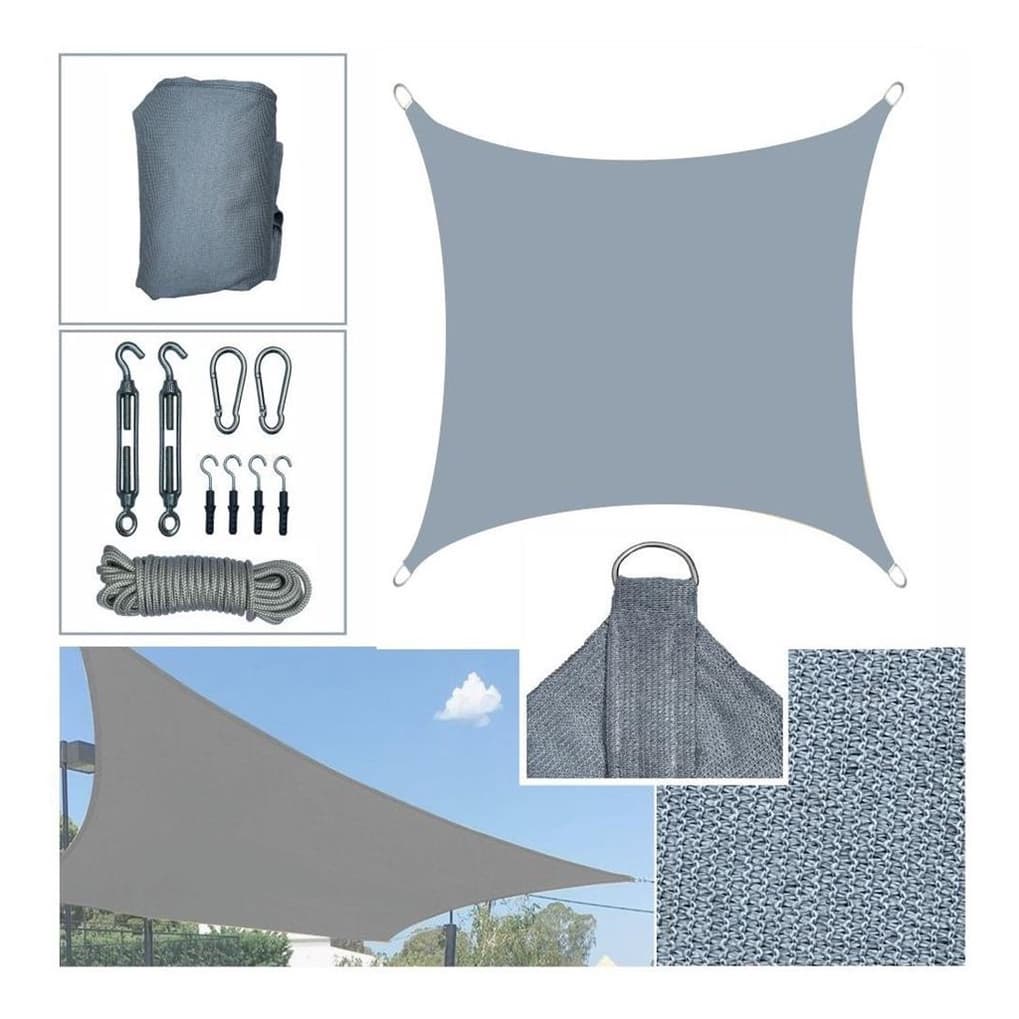 Tela De Sombreamento Solar Shade 5x4m Cinza E Kit Instalacao