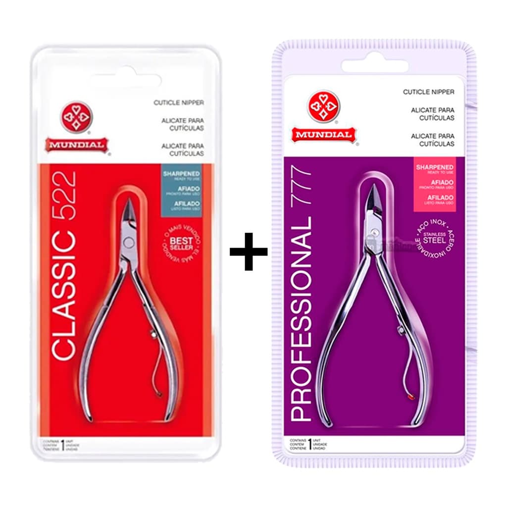 Kit Alicate de Cutícula Unha 522 + 777 Profissional Mundial