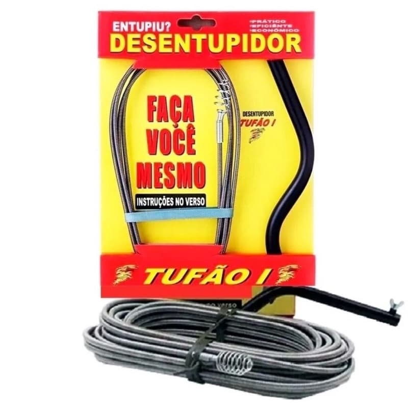 Desentupidor Manual com Mola - Tufão I 10M - Para Pia, Lavatórios, Ralos, Tanques, Saída de Lavadoras