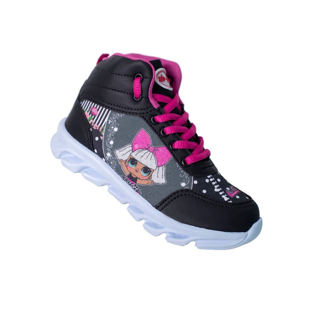 Tênis Botinha Infantil Feminino Personagem Lol Com Led Luzinhas