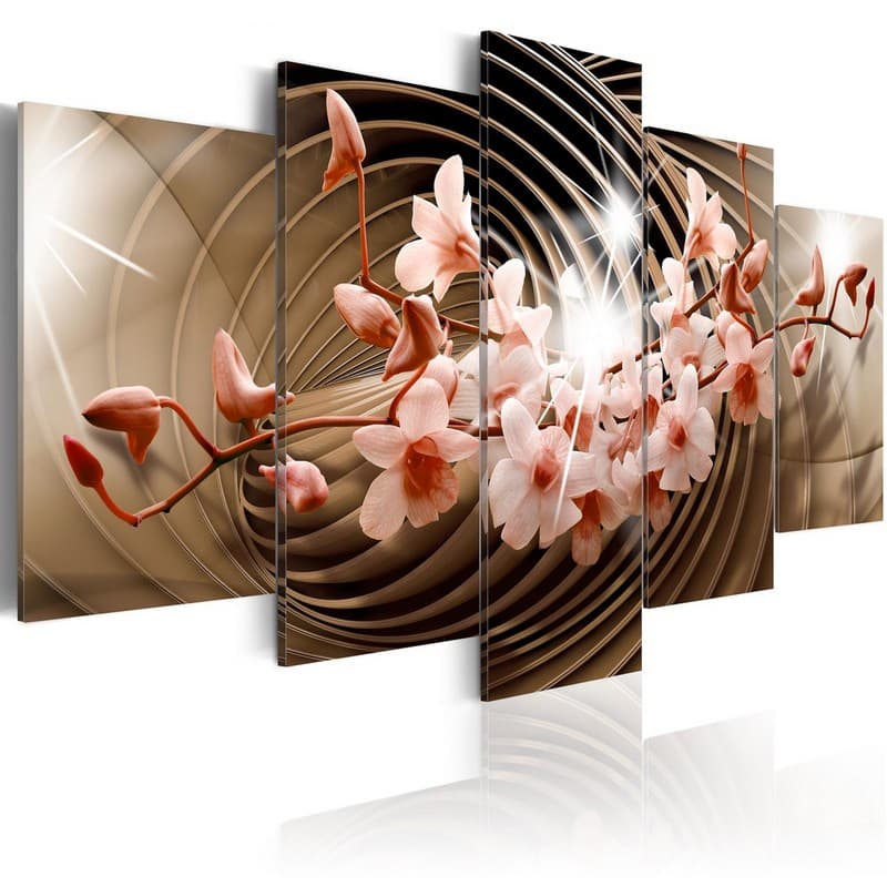 Quadro decorativo Flor Abstrato 5 peças