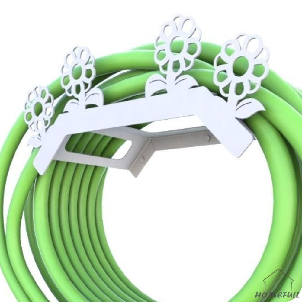 Suporte Enrolador De Mangueira De Jardim Flor Branco