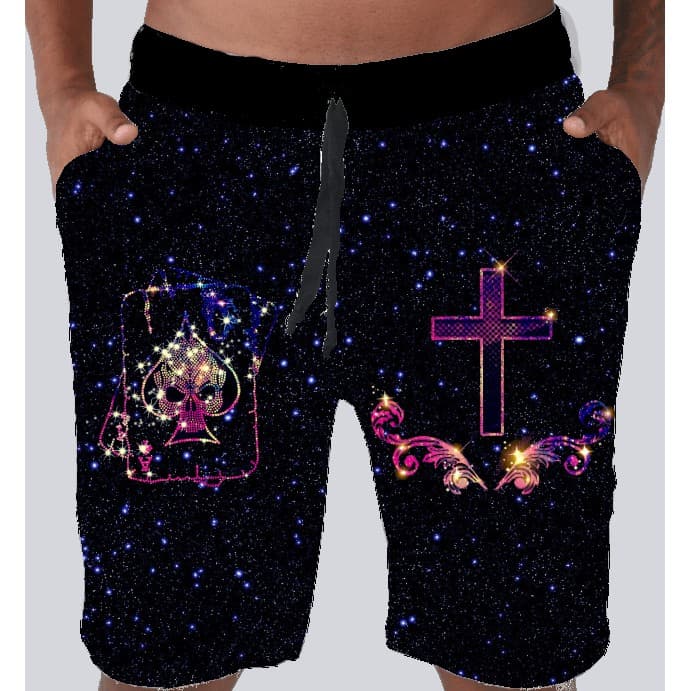 Bermuda Masculina de Moletom Estampada por Sublimação Cruz e Cartas A88