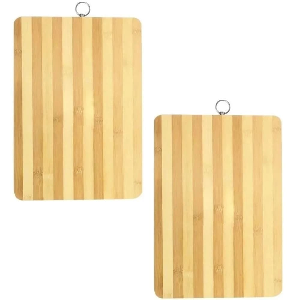 2 Tábua de Bambu Corte Churrasco Alça para Pendurar 34x24cm Your House