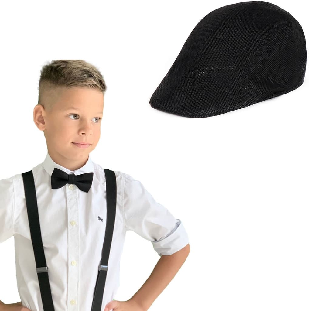 Kit De Suspensório Com Gravata + Boina Modelo Italiana Infantil Pajem