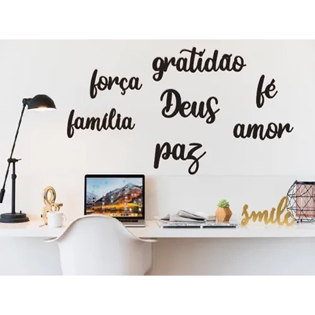 Frases Decorativas Para Paredes Kit 7 Palavras Gratidão Família Amor Fé Deus Paz Força  Cabeceira