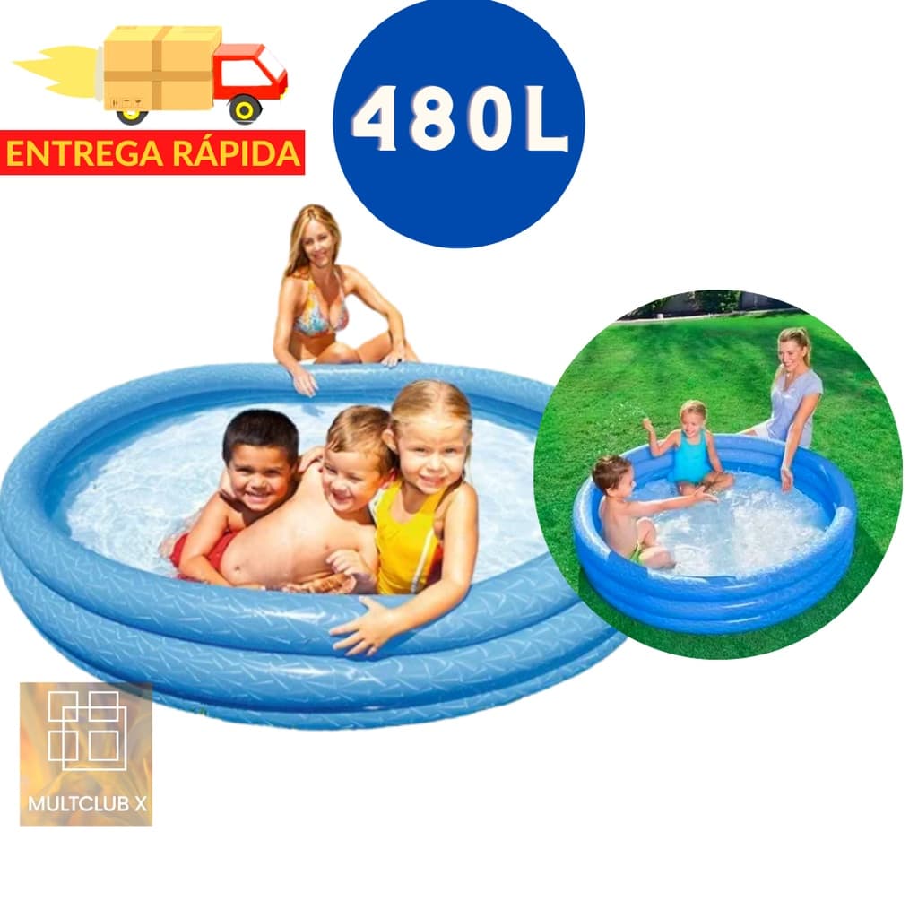 Piscina Infantil Inflável de 480 Litros com 3 Anéis Bestway Banheira Inflável para Crianças