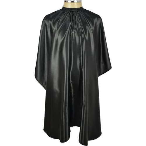 Capa De Corte de Cabelo Cetim Preto p/ Barbeiro, Salão de Beleza, Cabeleireiro