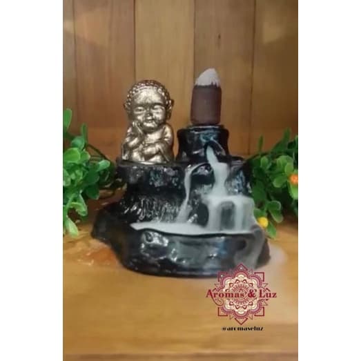 Incensário Cascata - Buda Bebê 10 cm Decoração