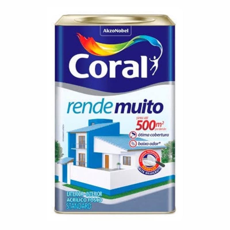 Tinta Acrílico Rende Muito 18l Coral Branco Fosco
