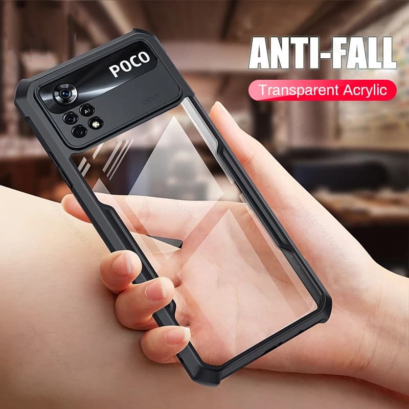 Xiaomi Mi POCO M4 X4 X7 Pro 4G 5G Capa Traseira Acrílica Resistente Redmi 10C 10A 9C TPU Moldura Macia Proteger Fundas